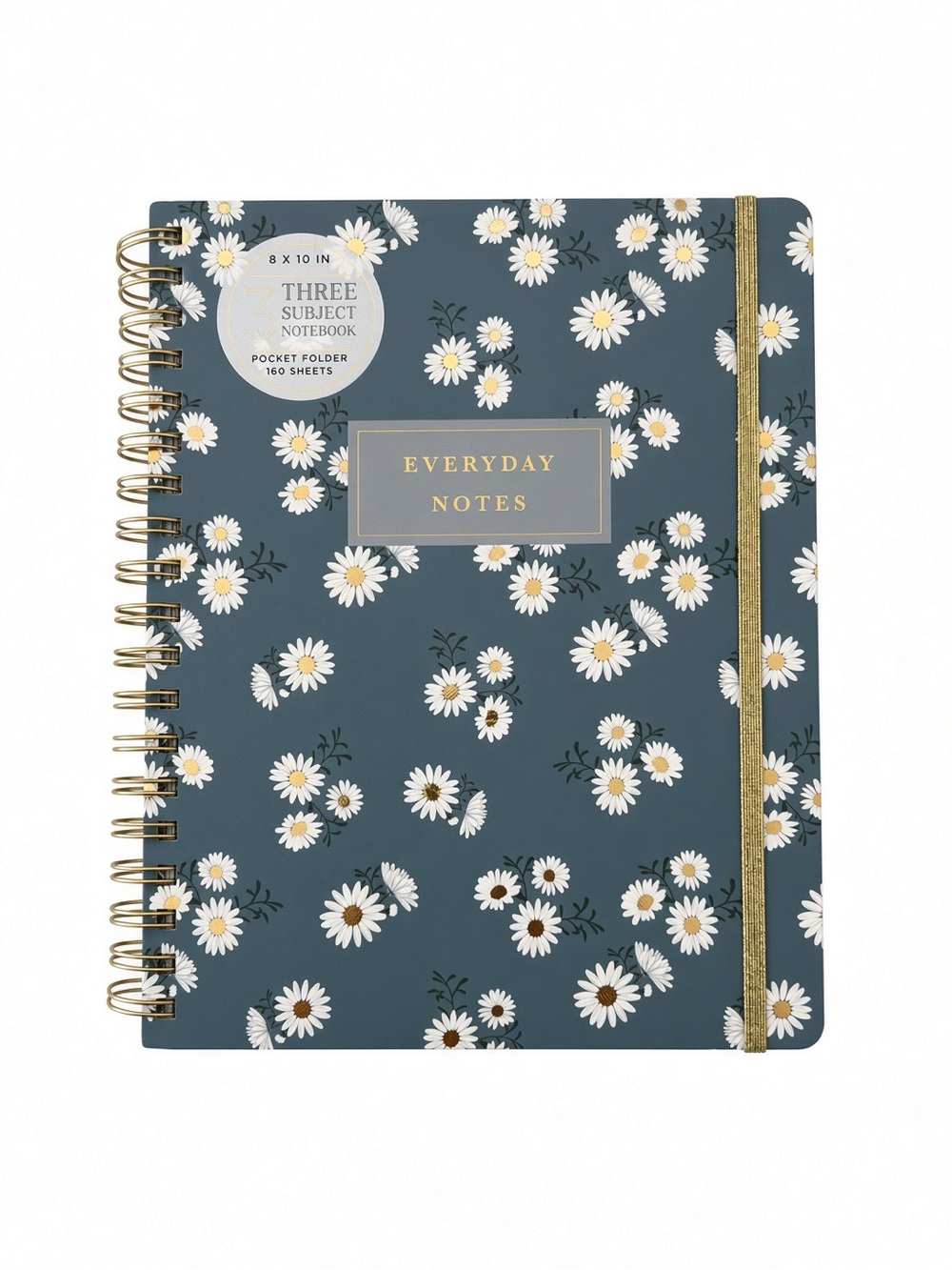 James Burke Everyday Notes 3-Subject Floral Spiral Notebook 8x10 Daisy NEW